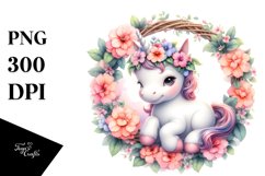 Cute Baby Unicorn with Impatiens Frame Clipart Product Image 3