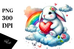 Rabbit Cloud Watercolor PNG Product Image 1