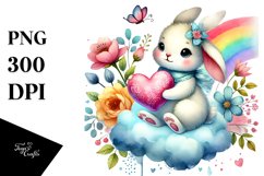 Rabbit Cloud Watercolor PNG Product Image 1