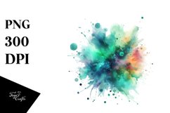 Colorful Greenish Watercolor Splash | Sublimation Clipart Product Image 1