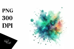 Colorful Greenish Watercolor Splash | Sublimation Clipart Product Image 1