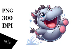 Ridiculously Cute Cartoon Hippo PNG Product Image 1