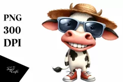Watercolor Cow Big Eyes with Expressive Funny Goofy Smile Product Image 3