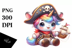 Cute Baby Unicorn Pirate in Style | Sublimation Clipart Product Image 1