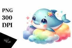 Watercolor Baby Dolphin | Sublimation Clipart Product Image 3