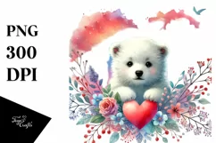baby Polar Bear with Heart, Transparent PNG Product Image 1