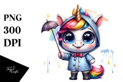 Watercolor Baby Unicorn with Raincoat Product Image 3