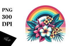 Retro Tropical Flower Rainbow PNG Product Image 1