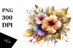 Vibrant Abstract Bouquet with Gold Foil | Sublimation Product Image 1