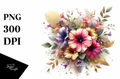 Vibrant Abstract Bouquet with Gold Foil | Sublimation Product Image 1
