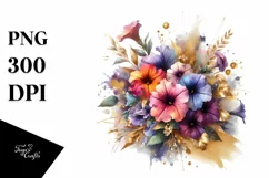 Vibrant Abstract Bouquet with Gold Foil | Sublimation Product Image 1
