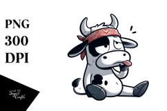 Funny Cow with es, Whimsical PNG Product Image 1