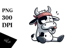 Funny Cow with es, Whimsical PNG Product Image 1
