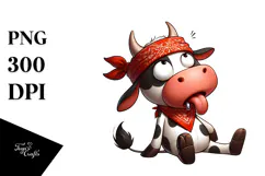 Whimsical Cartoon Cow with Bandana, Vector Art Product Image 1