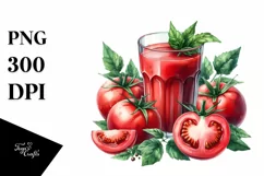 Centered Watercolor Tomato Juice | Clipart Product Image 1