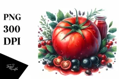 Centered Watercolor Tomato Juice | Clipart Product Image 1
