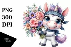 Watercolor Baby Unicorn with Bandana Product Image 1