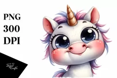 Funny Baby Face Unicorn, Transparent PNG Product Image 3