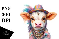 Baby Cow in Zydeco Dancer&#039;s Attire PNG Product Image 3