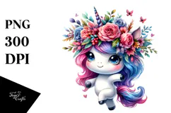 Cute Unicorn Dancing with Cool Haircut PNG Product Image 1