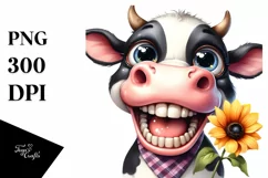 Colorful Cow with Flower PNG Product Image 1