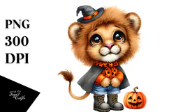 Dressed Baby Lion Halloween | Expressive Clipart Product Image 1