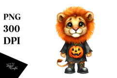 Dressed Baby Lion Halloween | Expressive Clipart Product Image 1