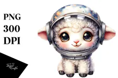 Cute Baby Lamb with Astronaut Helmet, Transparent PNG Product Image 1