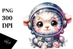 Cute Baby Lamb with Astronaut Helmet, Transparent PNG Product Image 1
