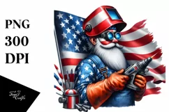 Detailed Patriotic Welder Gnome | Sublimation | Clipart Product Image 3