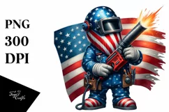 Detailed Patriotic Welder Gnome | Sublimation | Clipart Product Image 1