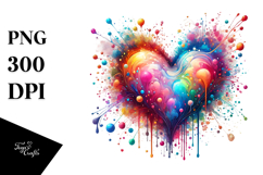 Colorful Heart Paintbrush Style PNG Product Image 1