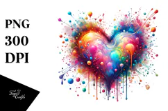 Colorful Heart Paintbrush Style PNG Product Image 1