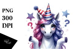 Watercolor Unicorn Portrait Party Hat | Sublimation | Product Image 1