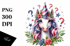 Confused Unicorn in Party Hat | Sublimation | Clipart Product Image 1
