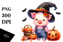 Cute Baby Pig Halloween | Sublimation, Clipart Product Image 1