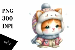 Cute Baby Cat in Winter Clothes PNG Product Image 1