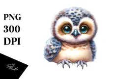 Baby Owl Watercolor PNG Product Image 1