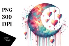 Simple Moon with Hanging Hearts PNG Product Image 1