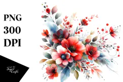 Colorful Red Flowers PNG Product Image 1