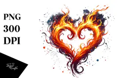 Fire Heart Digital Painting PNG Product Image 1