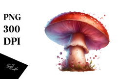 Detailed Glossy Mushroom Watercolor Splash PNG Product Image 1