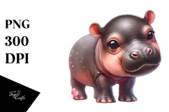 Baby Hippo Painting PNG Product Image 1