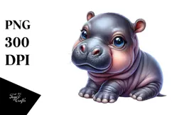 Baby Hippo Painting PNG Product Image 1