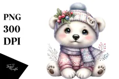 Cute Polar Bear with Big Eyes PNG Product Image 1