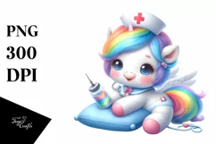 Cute Baby Unicorn Nurse Rainbow | Sublimation Clipart Product Image 3