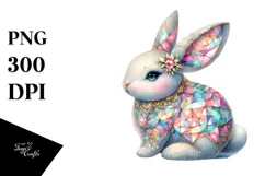 Pastel Bunny Made of Diamonds PNG Product Image 1