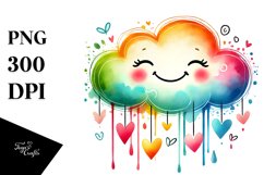 colorful Cloud with Hearts, PNG Product Image 1