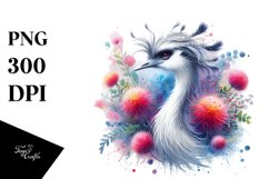 Vibrant Watercolor Rhea | Sublimation Clipart Product Image 1