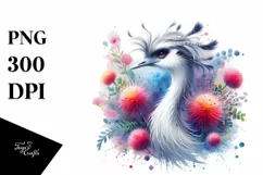 Vibrant Watercolor Rhea | Sublimation Clipart Product Image 1